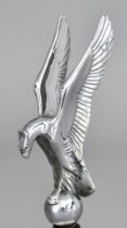 A Chromium Plated Eagle Car Bonnet Mascot, 20th Century, 5.75ins high, 6.75ins overall