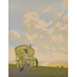 John Hall Thorpe (1874-1947) - Woodcut in colours - "The Caravan", signed, 13.25ins, framed and