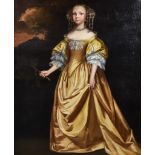 Manner of Sir Peter Lely (1618-1660) - Oil painting - "Little Lady" - full-length portrait of a