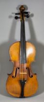 A German Violin, Late 19th/Early 20th Century, with two-piece back, the back measuring 14.125ins,