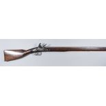 A Long Land Pattern Brown Bess Musket, 18th Century, 52ins bright steel barrel stamped crown over V,