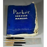 A Selection of Primarily Parker Pens, comprising - seven cartridge ink pens, five propelling pencils