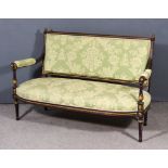 A 19th Century French Mahogany and Parcel Gilt Settee of Louis XVI Design, with rope and bead