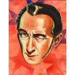 Reginald D. H. Reeve (1908-1999) - Watercolour - Portrait head of Peter Cushing, cut out and laid on