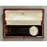 A Gentleman's Automatic Wristwatch by Omega, 9ct gold plated case, 34mm diameter, champagne dial