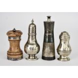 An Elizabeth II Silver Pepper Mill and Mixed Silverware, the pepper mill by Sidney James Sparrow,