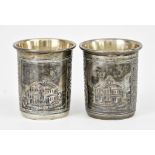 A Pair of 19th Century Russian Silver and Niello Silver Vodka Tots, stamped 84 Zolotinik and dated