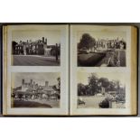 A Leather Bound and Gilt Tooled Photograph Album Relating to Sharsted Court, containing sixty four