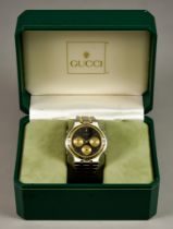 A Gentleman's Quartz Wristwatch, by Gucci, Serial No. 9400, stainless steel case, 38mm diameter,