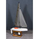 A Scratch Built Model of a Yacht "Groupner", 20ins overall, on modern wooden stand