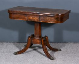 A George IV Rosewood Rectangular Card Table, with cross banded edge to top, the whole inlaid with