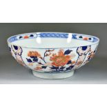 A Chinese Imari Porcelain Bowl, 19th Century, painted in under glazed blue and over glazed red and