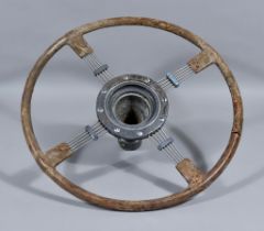 A Vintage Car Steering Wheel, by Bluemels of Brooklands, composite grip with plated metal wirework