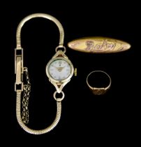A Lady's 9ct Gold Cocktail Watch, by Tudor, 9ct gold case, 17mm diameter, with silver dial and