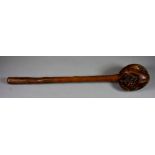 A 19th Century Fijian Throwing Club (Lula Tava Tava), the natural root head with plain shaft, the