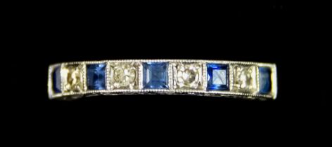 An 18ct White Gold Sapphire and Diamond Half Hoop Eternity Ring, set with small brilliant cut