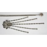 A Late Victorian Silver Chatelaine and Silver Sovereign Case, the chatelaine by The Goldsmiths and