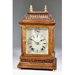 A Late 19th Century German Walnut Cased Four Glass Mantel Clock, by Winterhalder & Hofmeier, the
