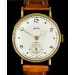 A Gentleman's Manual Wind Wristwatch, by Smiths, 9ct gold case, 32mm diameter, silver dial with