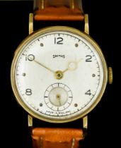 A Gentleman's Manual Wind Wristwatch, by Smiths, 9ct gold case, 32mm diameter, silver dial with