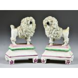 A Pair of English Porcelain Models of Standing Poodles, Circa 1830, 4ins high