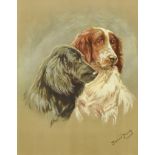 Fannie Moody (1861-1948) - Pastel - Study of the heads of two spaniels, 19.5ins x 15.5ins, in gilt