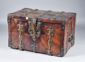 A Franco-Flemish Brass Mounted Rosewood, Kingwood and Oyster-Veneered Strong Box or Coffre-Fort,