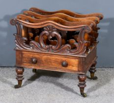 An Early Victorian Rosewood Three Division Canterbury, with fretted and carved divisions, fitted one