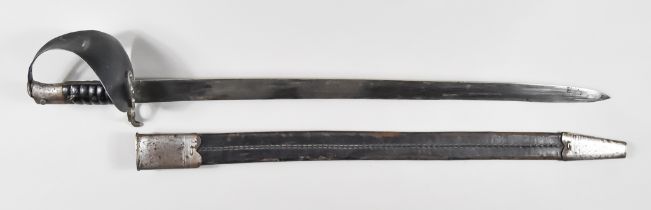 A 19th Century Cutlass Bayonet, bright steel blade, 26ins, steel guard, leather bound grip,
