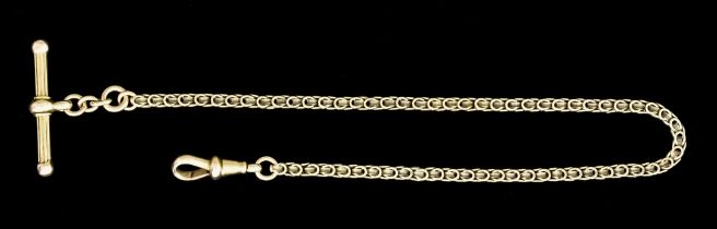A 15ct Gold Single Albert Watch Chain, with fluted T-Bar, 250mm in length, total gross weight 12.5g