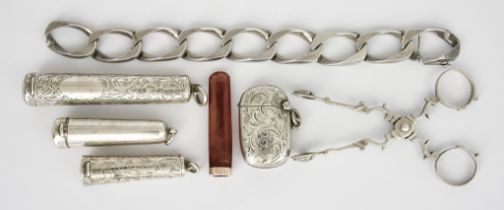 A Pair of Early 20th Century Silver Sugar Tongs and Mixed Silverware, the sugar tongs by Elkington &