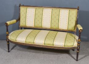A 19th Century French Mahogany and Parcel Gilt Settee of Louis XVI Design, with rope and bead