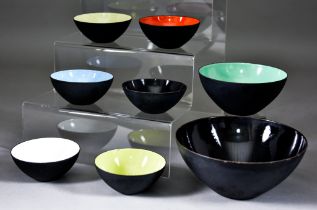 ***Herbert Krenchel (1922-2014) - Eight Krenit bowls, Mid-20th Century, of steel and enamel, from