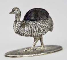 An Edward VII Silver Novelty Emu Pincushion by Henry Williamson Ltd, Birmingham 1909,