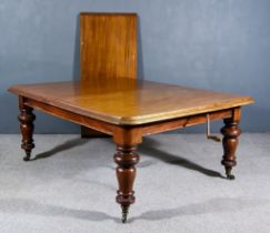 A Victorian Mahogany Extending Dining Table, with moulded edge to top and rounded corners, with