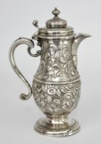 A Silver Baluster-Shaped Jug of Georgian Design the let in marks cancelled, reassayed by London