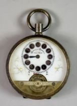 An Eight Day Movement Hebdonas Pattern Keyless Pocket Watch, silver cased