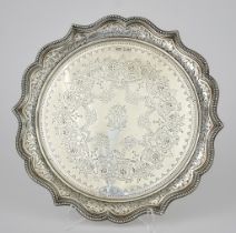 An Edward VII Silver Circular Tray by Atkin Brothers, Sheffield 1901, the shaped and moulded rim