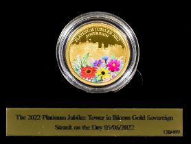 An Elizabeth II Platinum Jubilee Tower in Bloom Gold Sovereign Struck on the Day, 05/06/22 number