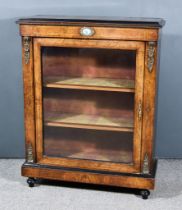 A Victorian Figured Walnut and Gilt Metal Mounted Dwarf Display Cabinet, inlaid with stringings,