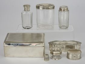 An Edward VII Silver Rectangular Box and Mixed Silverware, the box by Walker & Hall, Sheffield 1905,