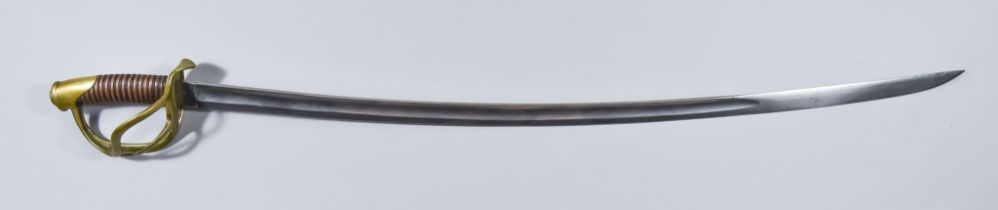A Light Cavalry Sword in the Ames Manner, 34.5ins bright steel fullered blade, marked with crown
