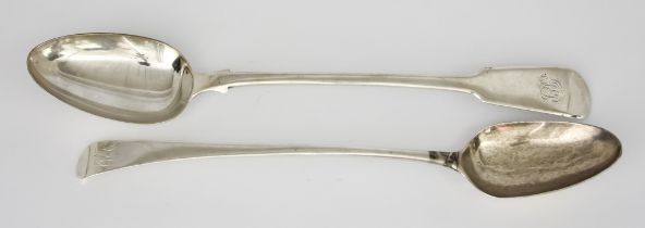 Two George III Silver Gravy Spoons, one fiddle pattern by William Ely & William Fern, London 1780,