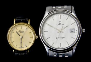 Two Watches, comprising - gentleman's quartz movement Omega Seamaster, stainless steel case, 32mm