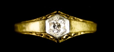 An 18ct Gold Solitaire Diamond Ring, set with a brilliant cut white diamond, approximately .25ct,