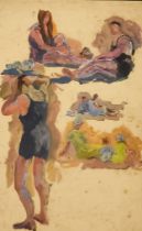 Roger Fry (1866-1934) - Oil painting - "Studies San Tropez 1921", board 12ins x 7.5ins, framed and