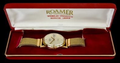 A Gentleman's Automatic Wristwatch, by Roamer, model "Lime Light", 9ct gold case, 32mm diameter,