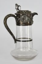A Victorian Silver Gilt Mounted and Clear Glass Claret Jug by Alexander Macrae London 1863, with