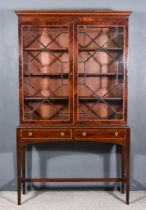 A 19th Century Mahogany Display Cabinet on Stand, inlaid with cross bandings, with moulded