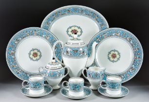 A Wedgwood Bone China Part Dinner and Coffee Service, decorated in "Florentine" pattern (38